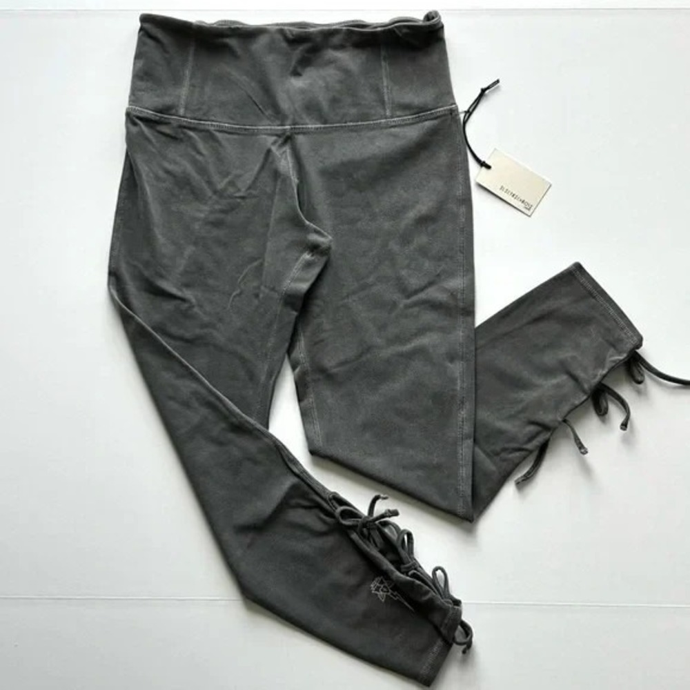 Electric &‎ Rose Leggings Gray NWT Medium Crop Stretch Pant Side Ties Capri